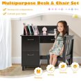 thumbnail image 3 of Kids Desk and Chair Set, Wooden Children School Desk with Hutch, Storage Drawer, Cabinets, Student Writing Desk for 3-8 Years Old, Kids Study Desk for Bedroom, Study Room (Dark Brown), 3 of 10