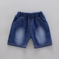 thumbnail image 6 of Toddler Boy 2Pcs Summer Outfits Infant Newborn Baby Short Sleeve Button Down Shirt and Denim Shorts Set Block Color 3 Months-4 Years, 6 of 8