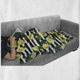 thumbnail image 6 of Modern Soft Flannel Fleece Throw Blanket, Refreshing Lemons on Horizontal Striped Background Exotic Artwork, Cozy Plush for Indoor and Outdoor Use, 70" x 90", Hunter Green Indigo, by Ambesonne, 6 of 6
