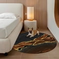 thumbnail image 3 of Round Area Rug-3ft Brown Gold Marble Texture Non Slip Washable Circle Carpet Soft Large Floor Rugs for Living Room Bedroom Nursery Office, 3 of 9