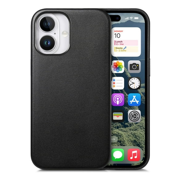 Allytechgroup for iPhone 16 Protective Case Cover with Magnetic Wireless Charging, Shock-Absorbent PC TPU & PU Leather Anti-Scratch & Anti-Fingerprint Shockproof for iPhone 16, Black