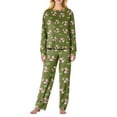 thumbnail image 2 of Valentine's Day Women's 2 Piece Pajama Sets Long Sleeve Top & Pants Bow Print Soft Comfy Sleepwear Green XL, 2 of 5