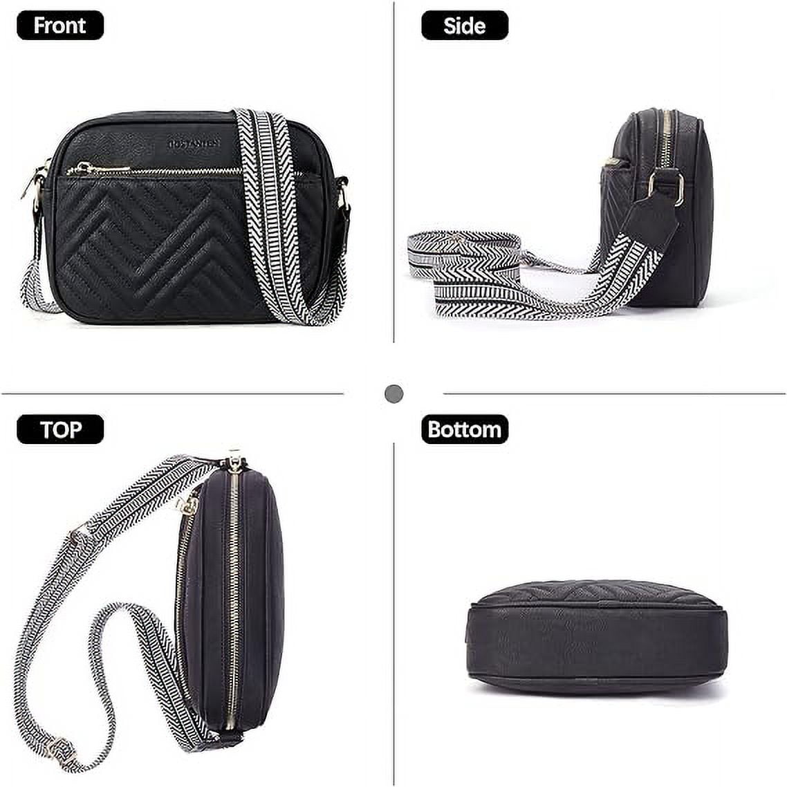 Gomayee Quilted Crossbody Bags for Women Vegan Leather Purses Small Shoulder Handbags with Wide Strap