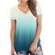 thumbnail image 2 of Puntoco - Camiseta holgada de manga corta con cuello en V y degradado informal para mujer Puntoco Puntoco-2119, 2 of 9