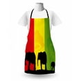 thumbnail image 3 of Silhouette Apron, Savannah Fauna Trees Family on Flag, Unisex Kitchen Bib with Adjustable Neck for Cooking Gardening, Adult Size, Yellow Lime Green, by Ambesonne, 3 of 4
