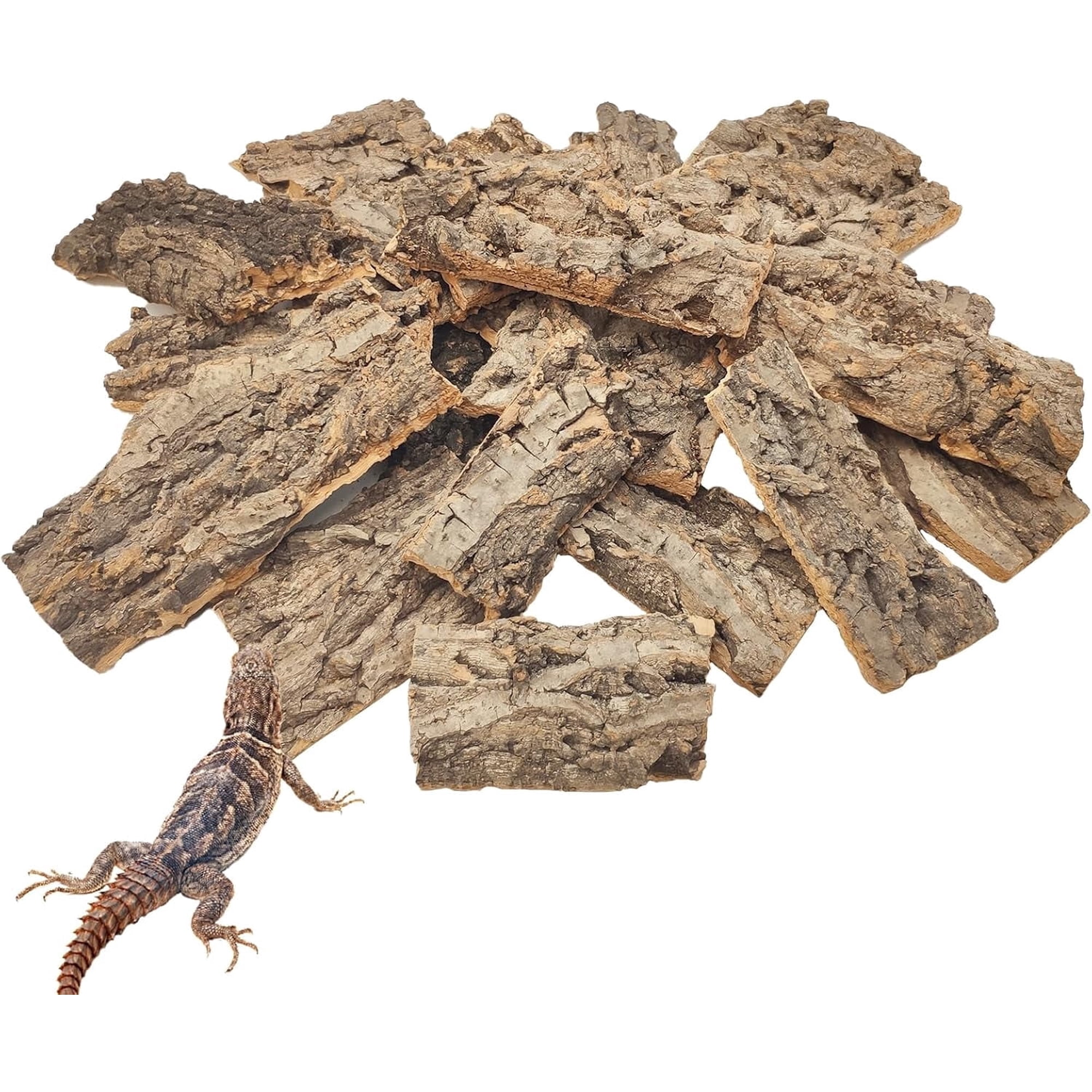 1.5 LB Reptile Bark Bedding, Natural Cork Bark for Reptiles Flat Cork Wood Terrarium Substrate Tank Supplies for Snake Spiders Bearded Dragons Hermit Crabs Geckos