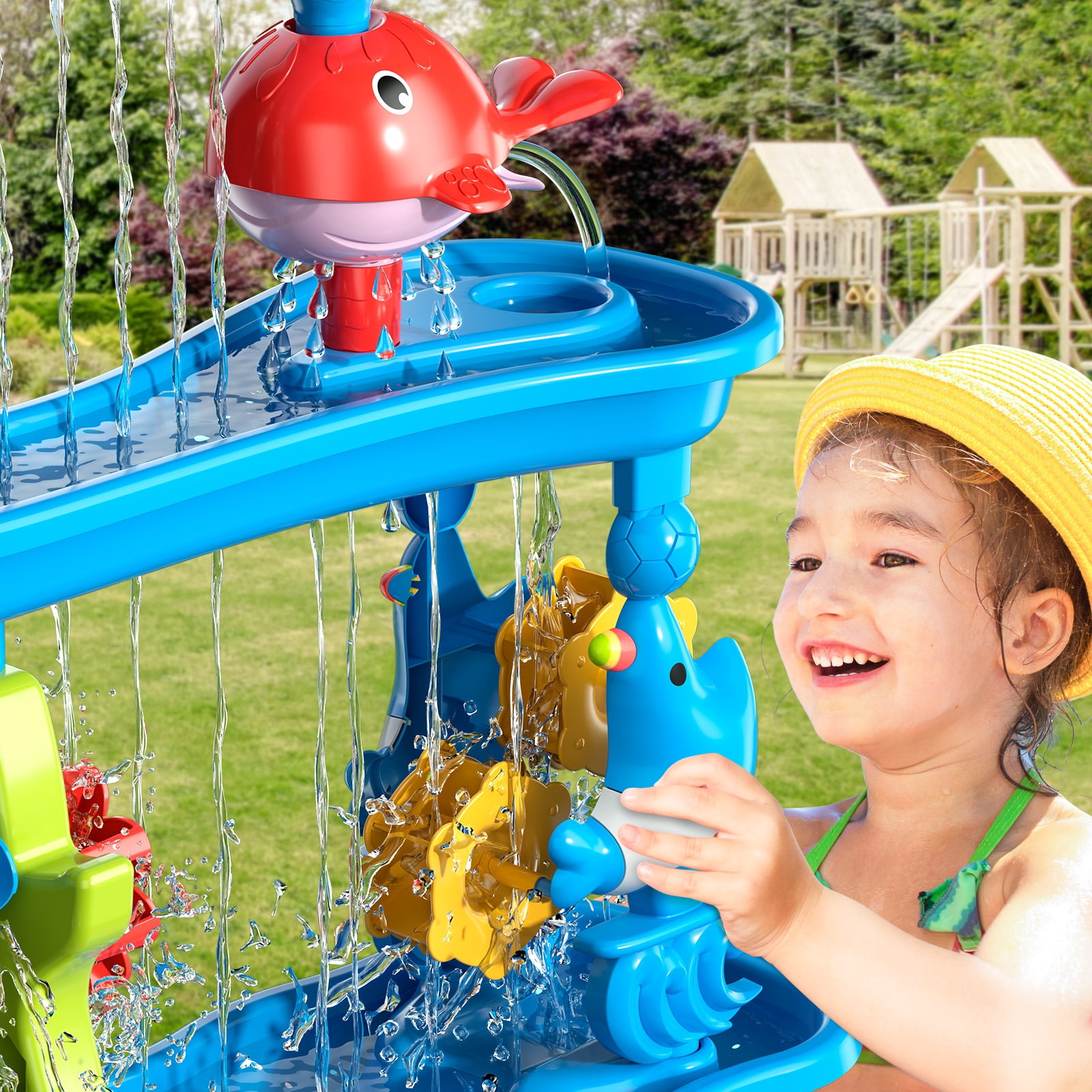 Smart Chef Kids Sand Water Table for Toddlers 3-5, 4-Tier 4-in-1  Plastic Multicolor Activity Tables Summer Outdoor Toys