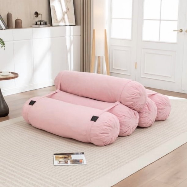 Sofá de piso ajustable, Corduroy lazy sofá con correas ajustables para configuraciones versátiles