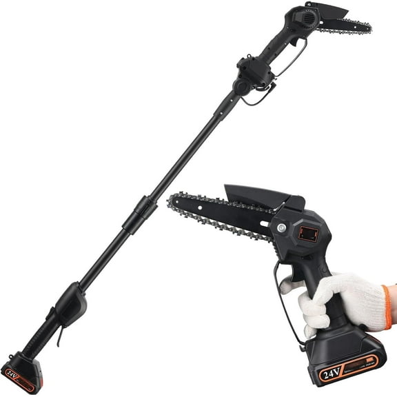 2-in-1 Cordless Pole Saw, Mini Chainsaw, Portable Electric Chainsaw with Pole,Handheld Chain Saw Pruning Shear for Tree Branches Wood Cutting,Tree Trimming,56 inch Reach Electric Saw with Pole