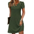 thumbnail image 2 of XUNKUSGA Summer Dresses for Women 2025 Leaf Sleeves Round Neck Hollow Neckline Dress Fashion Casual Polka Dot Sundress, 2 of 5