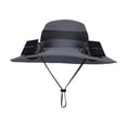 thumbnail image 1 of Sombrero de pescador con ventilador solar ajustable para verano, ideal para pesca, senderismo y playa. Gris oscuro, 1 of 8
