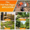 thumbnail image 4 of Gas Powered 72CC Post Hole Digger for Fence and Planting with 3 Auger Drill Bits (3" 5" & 8") + 2 Extension Rods（24" & 24"）, for Farm Garden Plant Earth Auger Drill Bits., 4 of 15