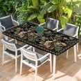 thumbnail image 2 of Black Spring Floral Table Cloths for 4 Foot Rectangle Tables, Elegant Pastoral Flowers Birds Retro Art Patio Waterproof Elastic Fitted Tablecloths, Washable Rectangular Table Cover for Camping, 2 of 8