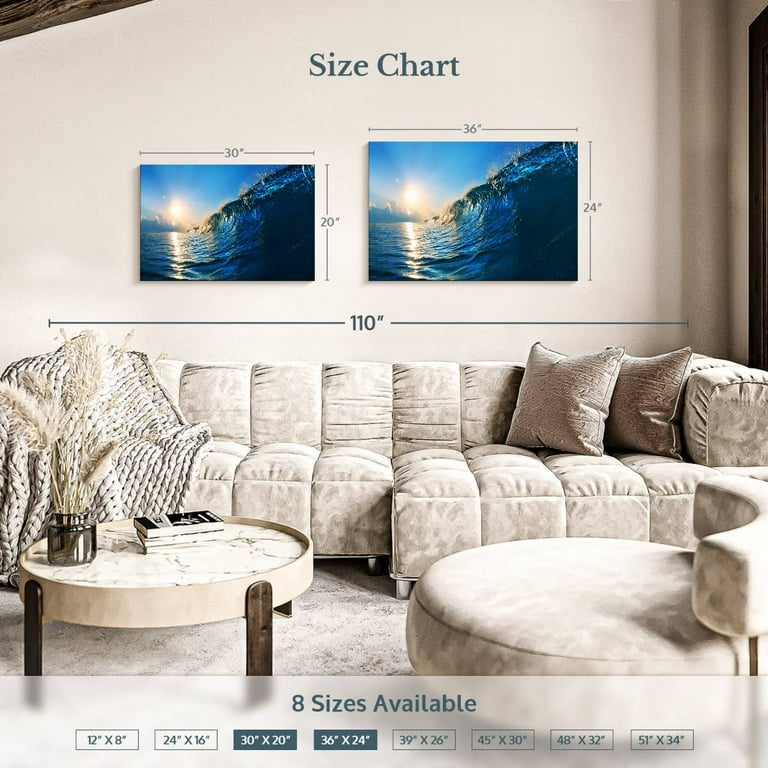 Elephant Beach Canvas Wall Art - Large 30x60 Inch Coastal Ocean Decor For Living Room