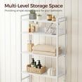 thumbnail image 3 of Over The Toilet Storage Rack, 4 Tier Bathroom Organizer Over Toilet, Freestanding Space Saver Toilet Stand with 2 Hooks, Bathroom Storage Shelf, Easy to Assemble, White, 3 of 17