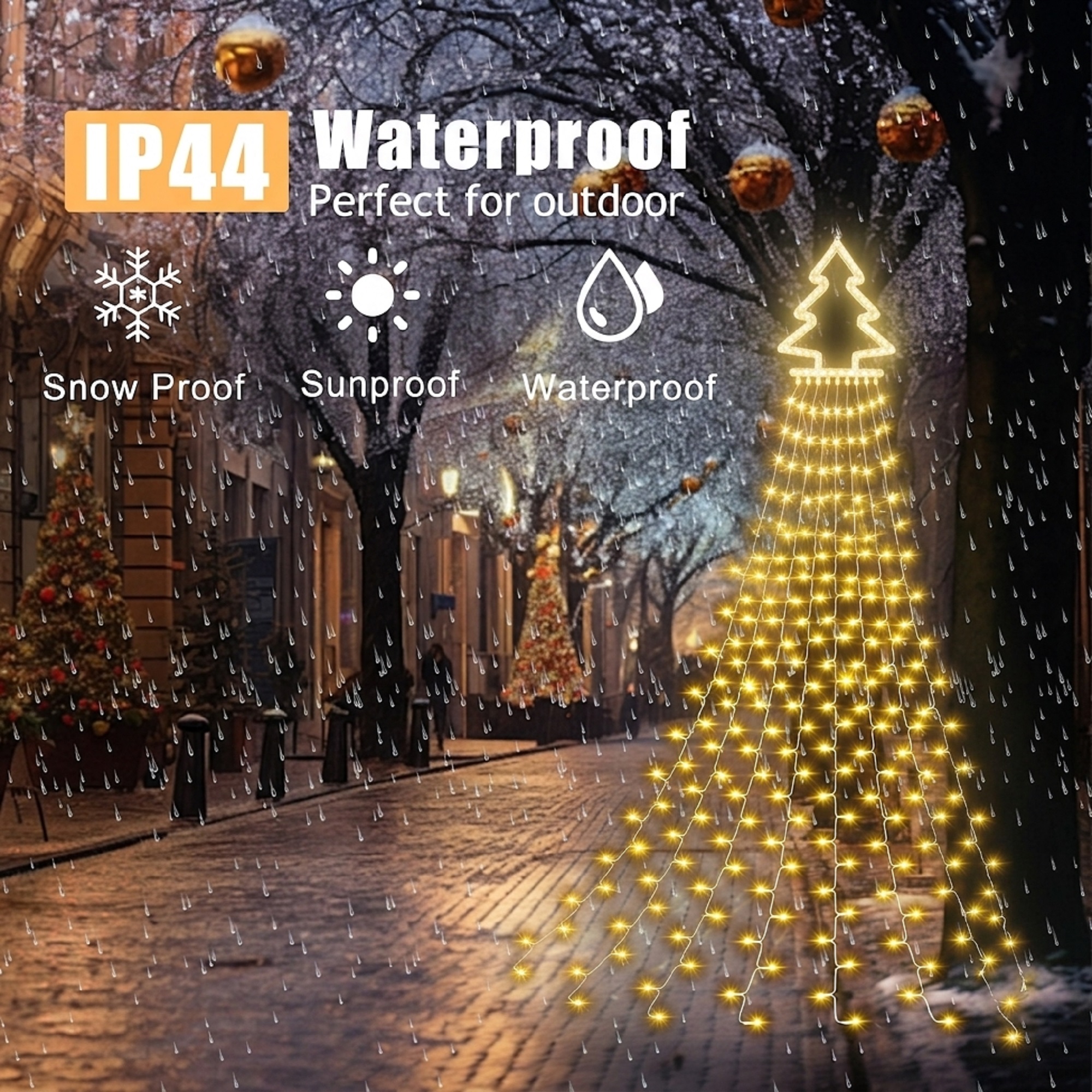 DAYBETTER 317 LED Christmas Waterfall Lights Warm White photo 3