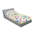 thumbnail image 2 of Dino Fitted Sheet & Pillow Sham Set, Cartoon Style Colorful Dinosaurs T-Rex Triceratops Prehistoric Reptile Wildlife, Decorative Printed 4 Piece Bedding Decor Set, Twin, Multicolor, by Ambesonne, 2 of 3
