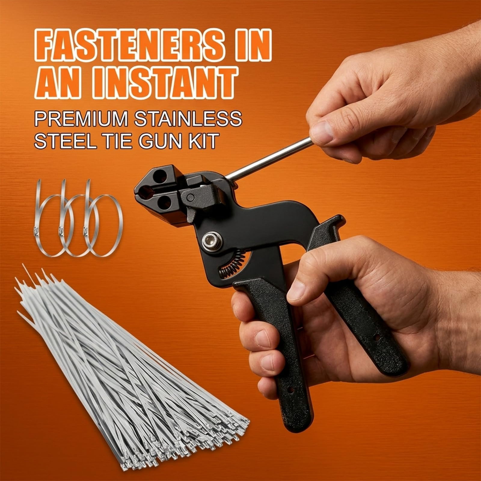Stainless Steel Cable Tie Tool, Stainless Steel Cable Tie Gun Metal Zip Tie Tool for Fence Post Repair Kit
