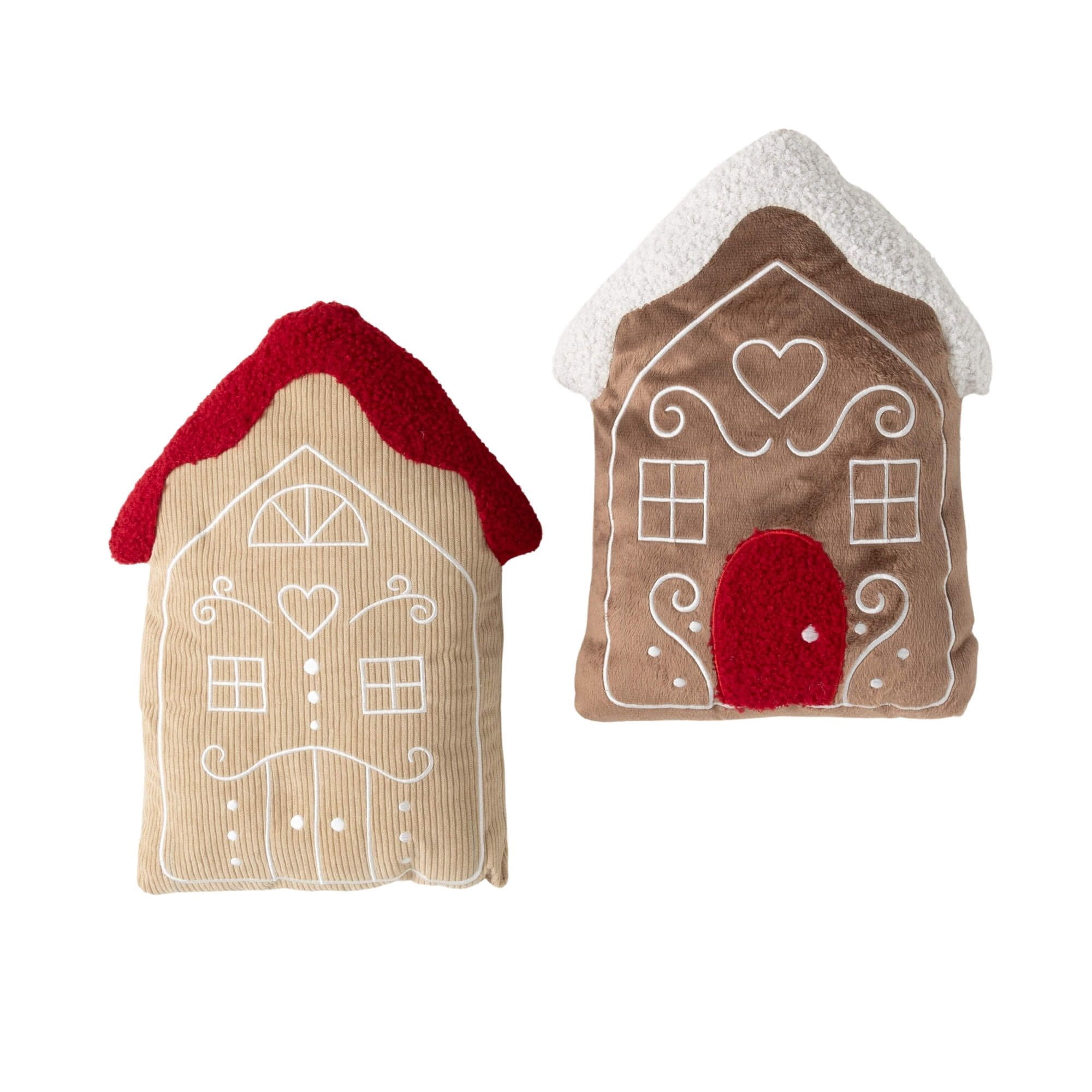 14"H Sullivans Gingerbread House Christmas Throw Pillows Set of 2, Multicolor
