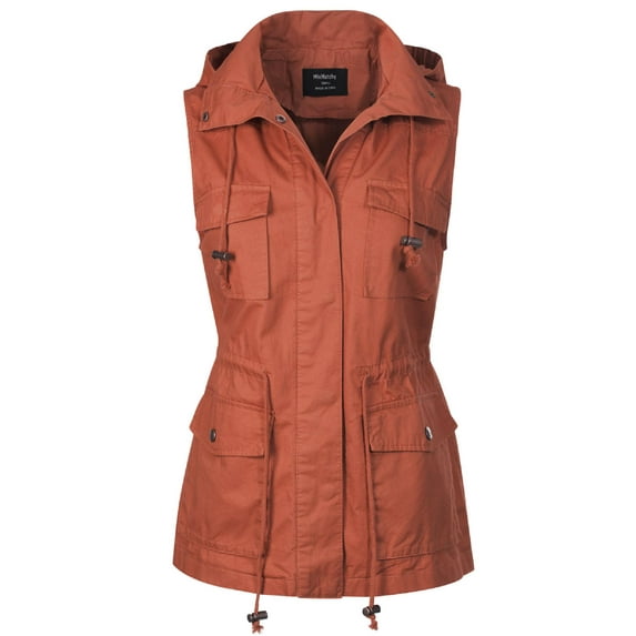 MixMatchy Women's Drawstring Lightweight Loose Fit Sleeveless Vest Utility Jacket