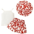 thumbnail image 3 of GYRATEDREAM Toddler Girl Clothes Summer Clothes Shorts Set Sleeveless T-shirt Tank Top Floral Shorts Hat 3Pcs Set, 3 of 8