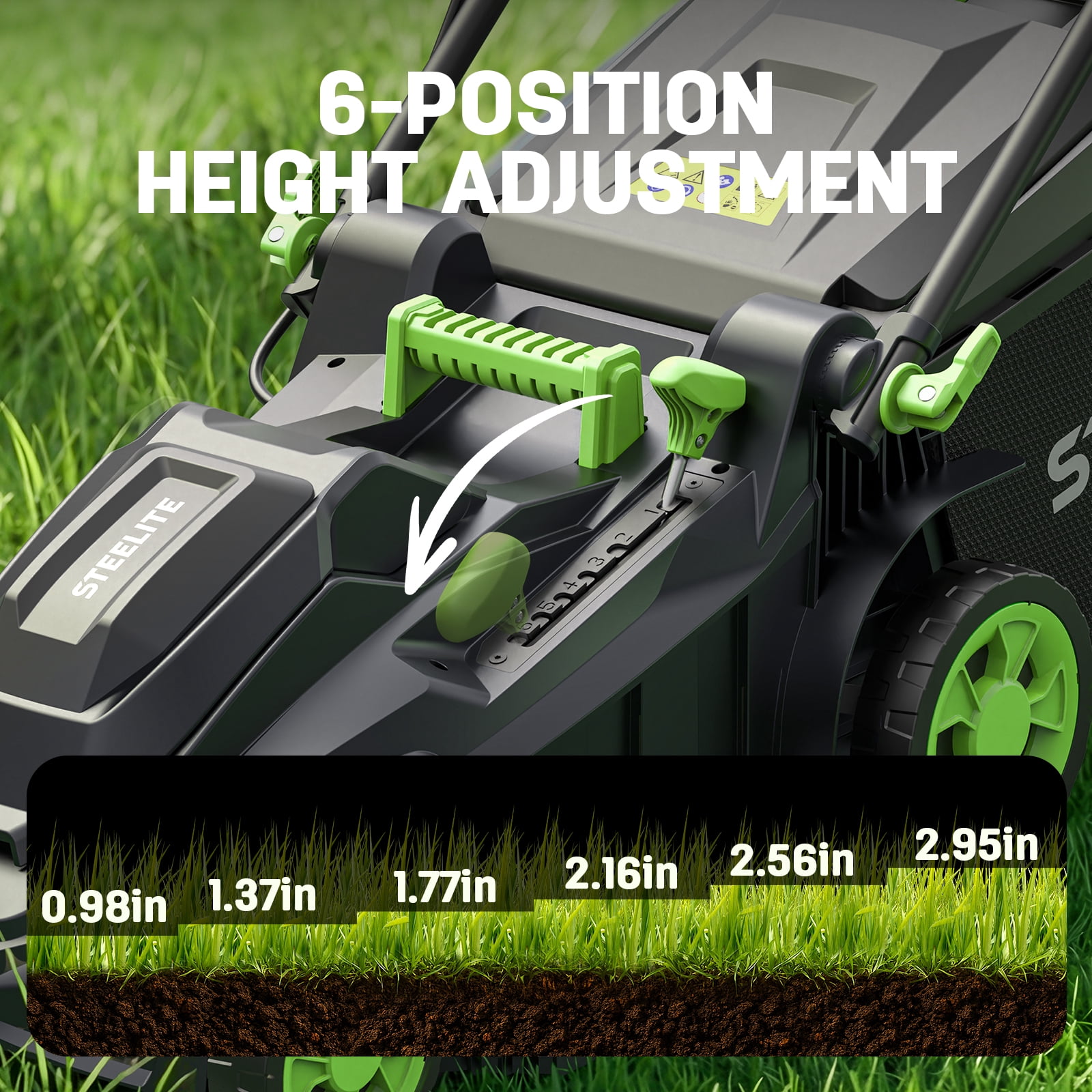 Steelite 17" Cordless Lawn Mower, 2x21V Battery Powered Walk-Behind Push Mowers,Electric Lawn Mowers with Brushless Motor, 2-in-1 Mulching & Bagging,6 Heights Adjustment, 2*4.0Ah Battery Included