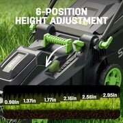 Steelite 17 Cordless Lawn Mower, 2x21V Battery Powered Walk-Behind Push Mowers,Electric Lawn Mowers with Brushless Motor, 2-in-1 Mulching & Bagging,6 Heights Adjustment, 2*4.0Ah Battery Included