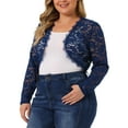 thumbnail image 4 of Unique Bargains Women's Plus Size Sheer Long Sleeve Open Front Cardigan Lace Shrug, 4 of 5
