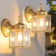 thumbnail image 1 of Farol de pared para exteriores MATAMEYE, dorado, impermeable, 21 x 21 cm, 120 V, 1 of 8