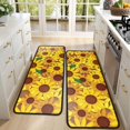 thumbnail image 4 of Kitchen Rugs Sets Of 2,Brown Yellow Sunflower Pattern Anti Fatigue Kitchen Mat Rugs Non Slip Washable,Decorative Kitchen Floor Mats for Kitchen,Sink,Laundry,17"x47"+17"x47", 4 of 5