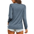 thumbnail image 4 of UKAP Women Tee Long Sleeve T Shirt Solid Color T-shirt Loose Work Tops Blue XXL, 4 of 5