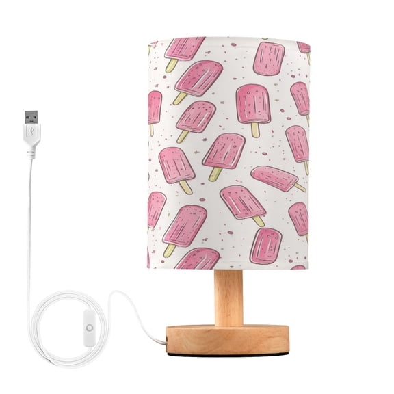 Yayeee Table Lamp for Bedroom Nightstand LED Portable Bedside Warm Light, Pink Popsicle Pattern