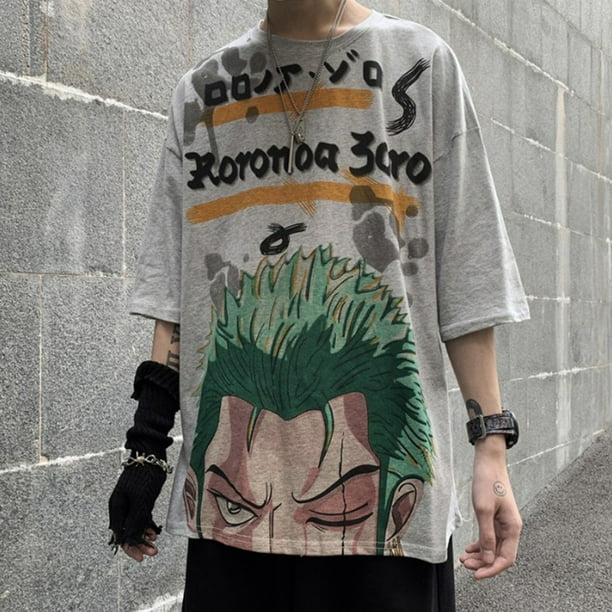 M 5XL 6XL 7XL 8XL Moda Playeras De gran tamano Playera Hombres Playeras Camisa Version coreana de One Piece Luffy print ins graficos para hombres retro anime casual camisa de talla grande camiseta