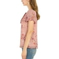 thumbnail image 5 of Allegra K Women's Floral Tie V Neck Flutter Sleeves Summer Blouse, 5 of 7