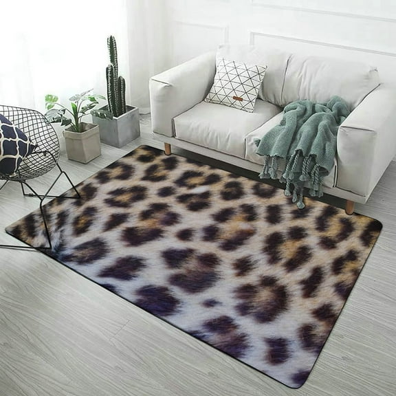 Brown Leopard Print Area Rugs Carpet Suitable for Living Room Kitchen Bedroom Laundry Room Home Decorations