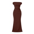 thumbnail image 4 of WRKEKC Bodycon Dresses for Women Solid Off Shoulder Short Sleeve Ruched Bodycon Mini Soft Breathable Fabric Chic, 4 of 6
