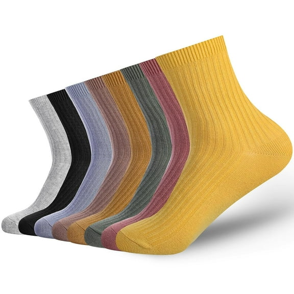 8 Pairs Womens Crew Socks Multicolor Women Thin Cotton Socks Above Ankle Socks for Women Girls