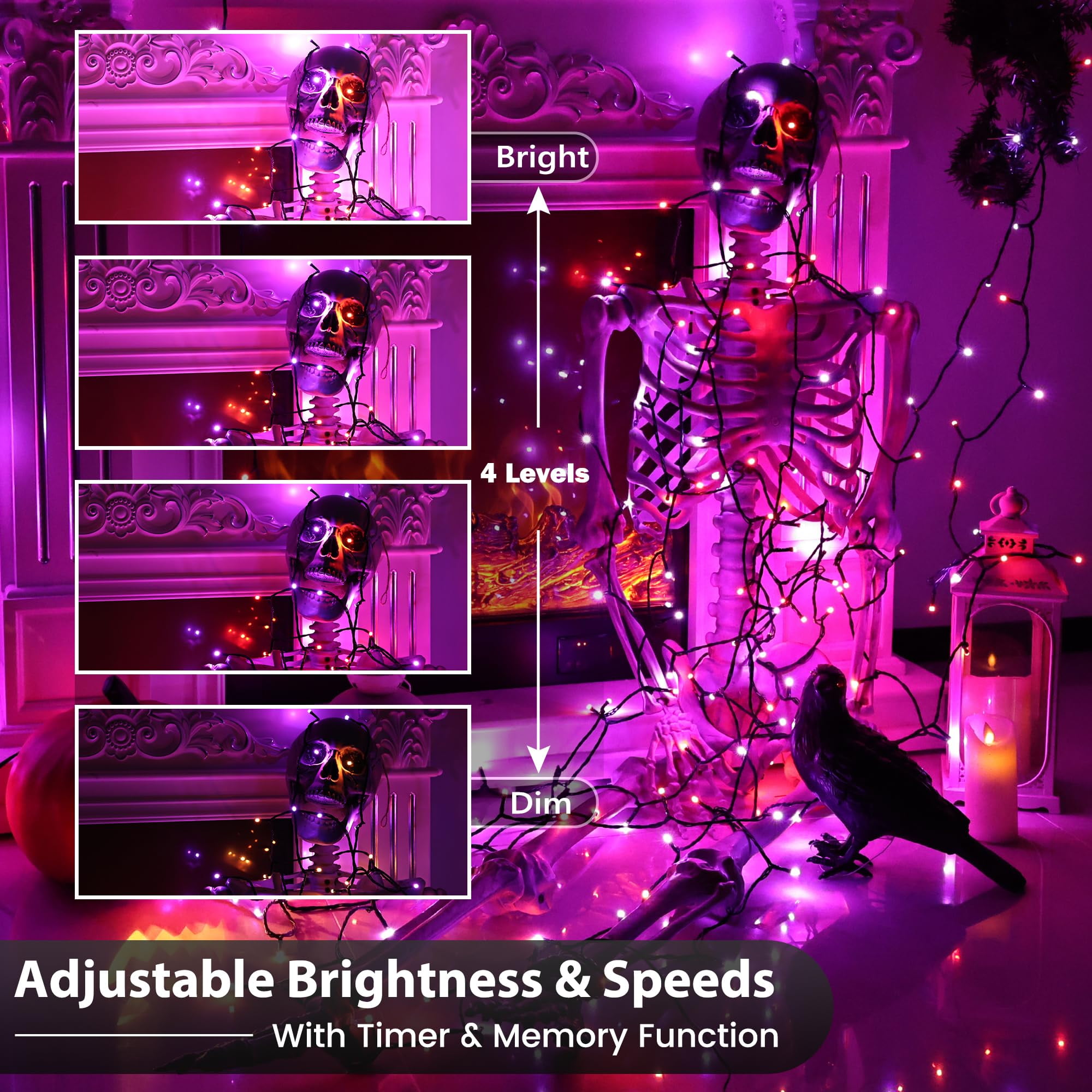 Toodour Halloween Lights Indoor, 82ft 200 LED Halloween String Lights with Remote, RGB Color Changing Lights Decorations for Home, Party, Xmas Tree