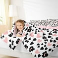 thumbnail image 4 of Manfei Fashion Cartoon Child Full Size Comforter Sets, Black Pink Love Heart Bedding Comforter Set, Chic Leopard Cheetah Print Reversible Bedding Sets, Breathable Home Decor, 3 Pieces, 4 of 8