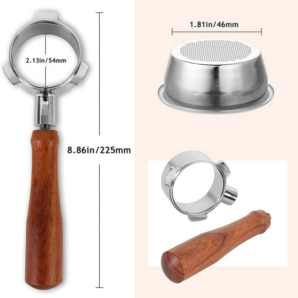 2X Bottomless Portafilter 54mm for Barista Series and Espresso Machines, Portafilter with Filter Basket