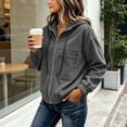 thumbnail image 4 of NominalSnug Corduroy Jackets for Women Full Zip up Hoodies Drawstring Hooded Outwear with Pockets Fall Clothes, 4 of 8