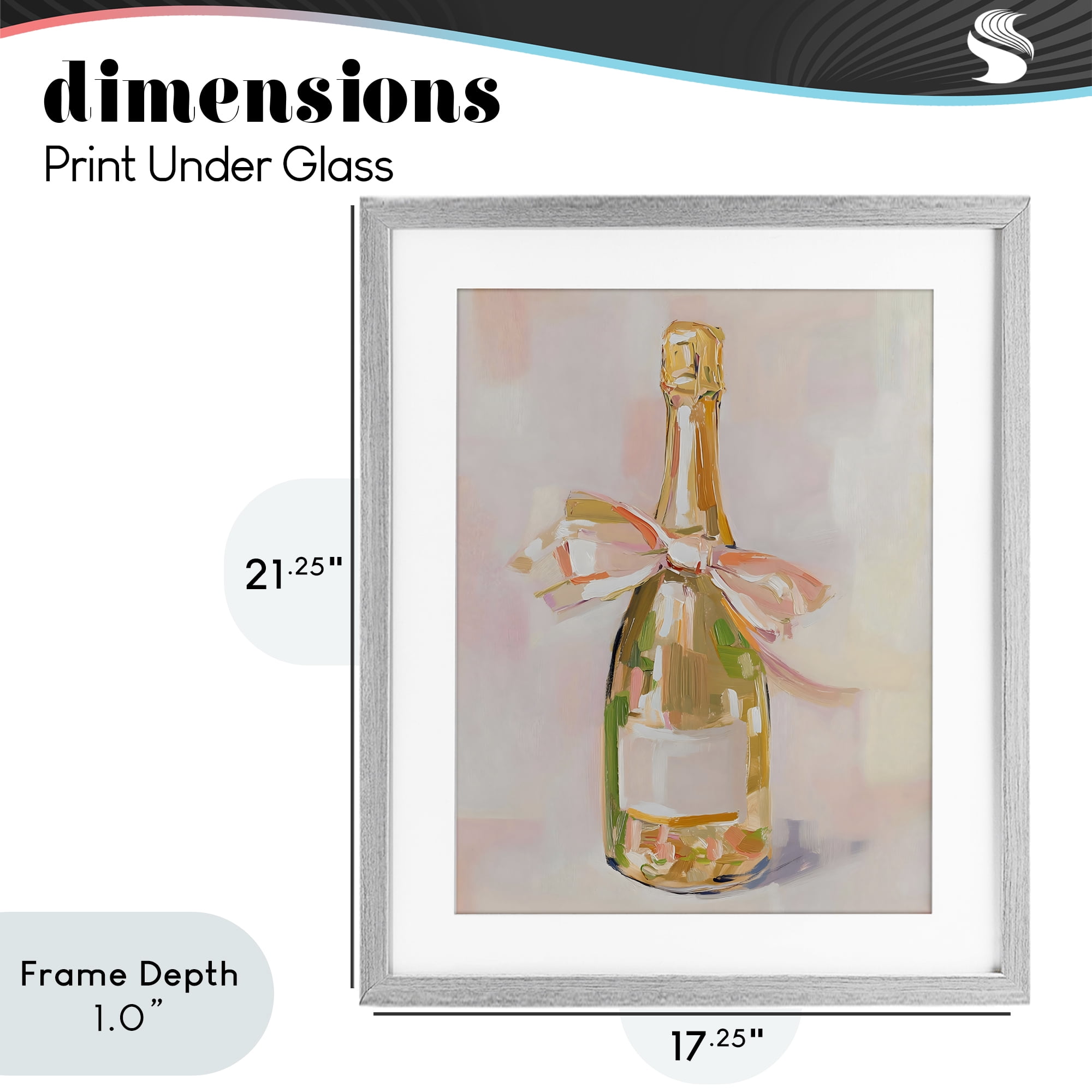 Stupell Industries Pink Champagne Celebration Gray Framed Print Under Glass, design by The Prints Vibe