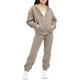 thumbnail image 2 of Chaqueta de invierno de color liso para niños, sudadera larga con capucha y cremallera y pantalones deportivos con lazo en las piernas, conjunto deportivo informal con forro polar para mayor calidez,, 2 of 5