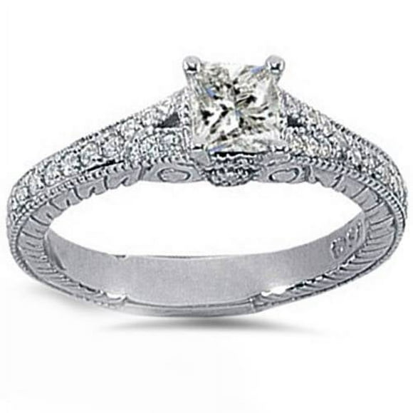 7/8ct Princess Cut   Diamond Engagement Ring 14K White Gold
