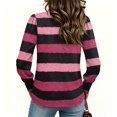 thumbnail image 6 of Stralyhd Striped Blouses for Womens Basic Lightweight Long Sleeve Round Neck Tops Fashion Puff Sleeve Button Cuff Pullover Tops ﻿Business Casual Fall Spring Outfits Pink S, 6 of 6