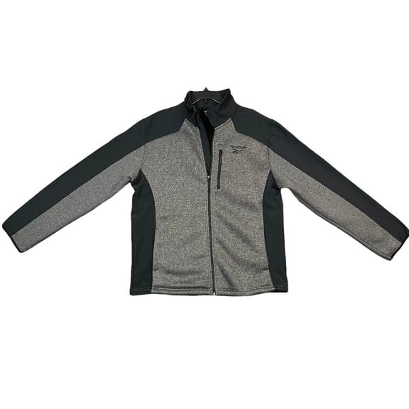 Reebok Men's Full Zip Sporty Knit Jacket XL Gray Black Fleece Water Resistant