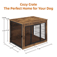 thumbnail image 2 of MAYEERTY 32" Wooden Dog Crate Furniture with Cushion, Double Doors for Small/Medium Dogs, Rustic Brown, 2 of 9