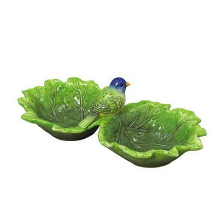 Willfred Ceramics - Andrea by Sadek Retired J. Willfred 2 Section Leaf Dish with Bluebird