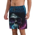 thumbnail image 2 of Kdxio Punk Style Blue Haired Skull Pattern Mens Casual Shorts - Drawstring Summer Beach Sports Shorts for Men, 2 of 5