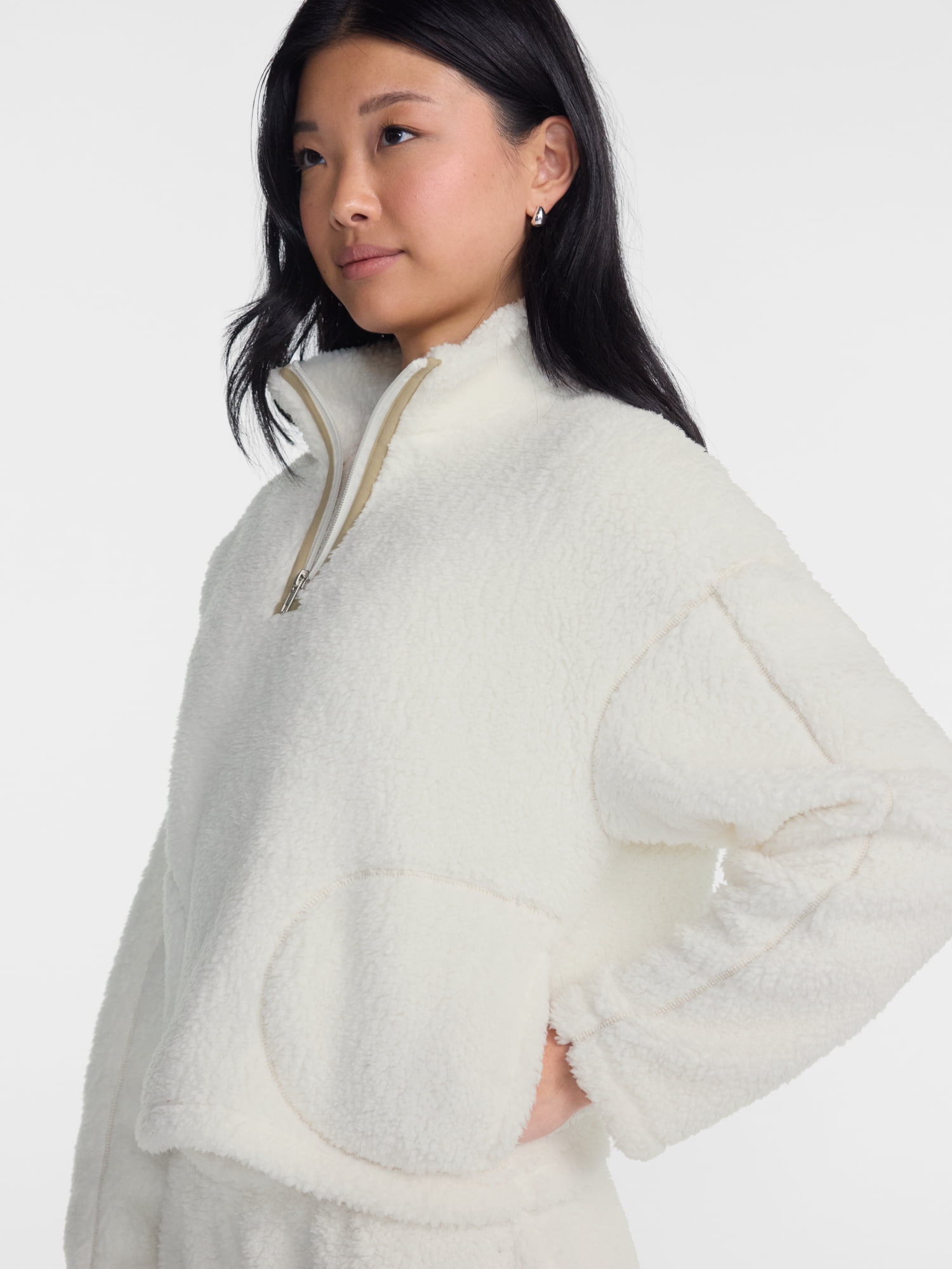 No Boundaries Faux Shearling Plush Pullover, Women's & Women’s Plus XXS-4X
